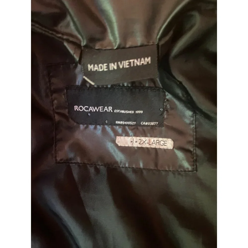 ROCAWEAR‎ Men's 2XL XXL Sleeveless Puffer Vest Black Full-Zip Streetwear Hip Hop